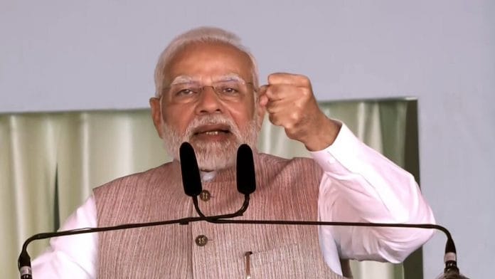 Prime Minister Narendra Modi addressing a gathering in Banswara, Rajasthan | ANI