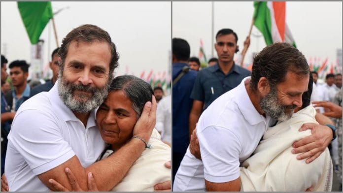 Congress leader Rahul Gandhi with Radhika Vemula | Image via Twitter/@dnetta