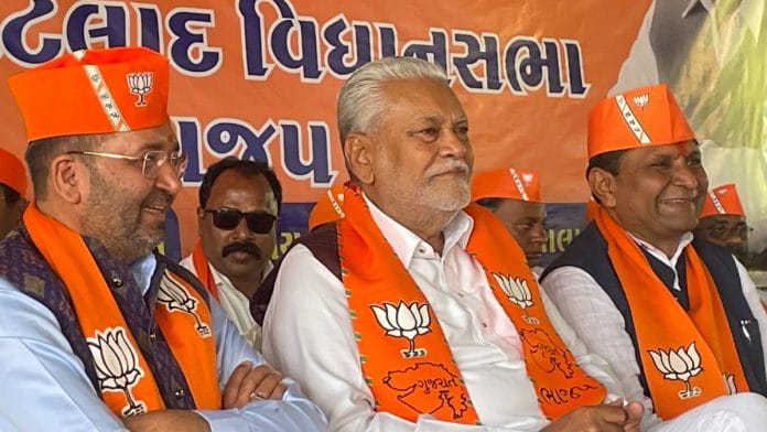 Parushottam Rupala (centre) with BJP leaders. | Shanker Arnimesh| ThePrint