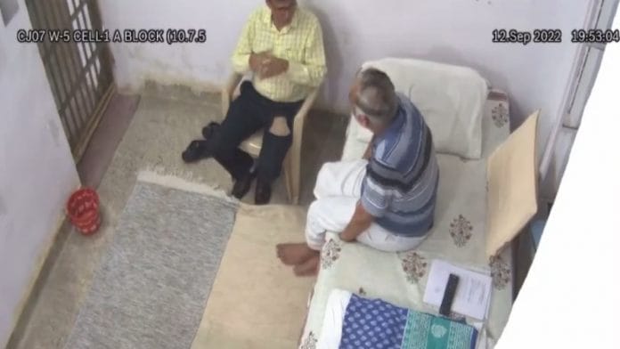 Still from leaked video of Satyendar Jain's Tihar cell | Twitter @adeshguptabjp