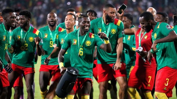 File photo of Africa Cup of Nations - Third Place Playoff Match - Burkina Faso v Cameroon - Ahmadou Ahidjo Stadium, Yaounde, Cameroon - 5 February, 2022 Cameroon players celebrate after finishing in third place | Reuters