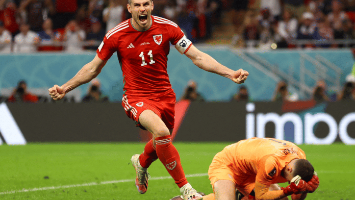 FIFA World Cup Qatar 2022 - Group B - United States v Wales - Ahmad Bin Ali Stadium, Al Rayyan, Qatar - November 21, 2022 Wales' Gareth Bale celebrates scoring their first goal Reuters/Hannah Mckay