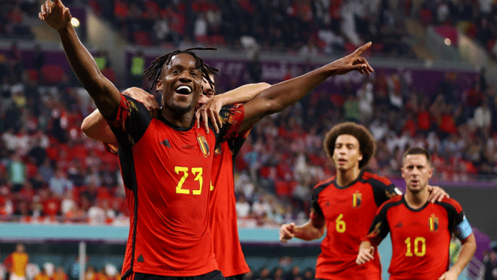 FIFA World Cup Qatar 2022 - Group F - Belgium v Canada - Ahmad Bin Ali Stadium, Al Rayyan, Qatar - 23 November, 2022 Belgium's Michy Batshuayi celebrates scoring their first goal Reuters/Siphiwe Sibeko