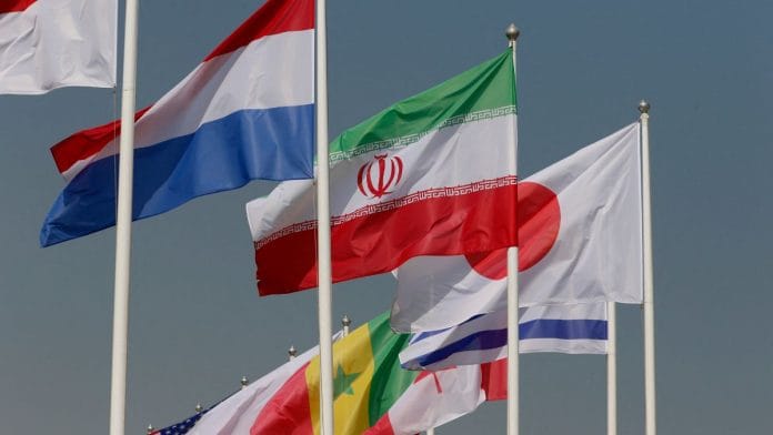 File photo General view of the flag of Iran alongside other flags ahead of the World Cup on 26 October, 2022| Reuters