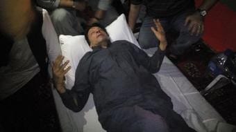 Former Pakistan prime minister Imran Khan during a protest in August 2014