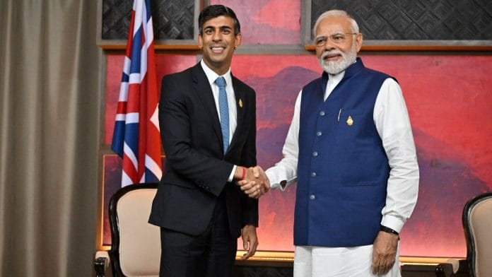 British Prime Minister Rishi Sunak and Prime Minister Narendra Modi hold a bilateral meeting in Nusa Dua, Indonesia, on 16 November 2022 | Leon Neal/Pool via Reuters