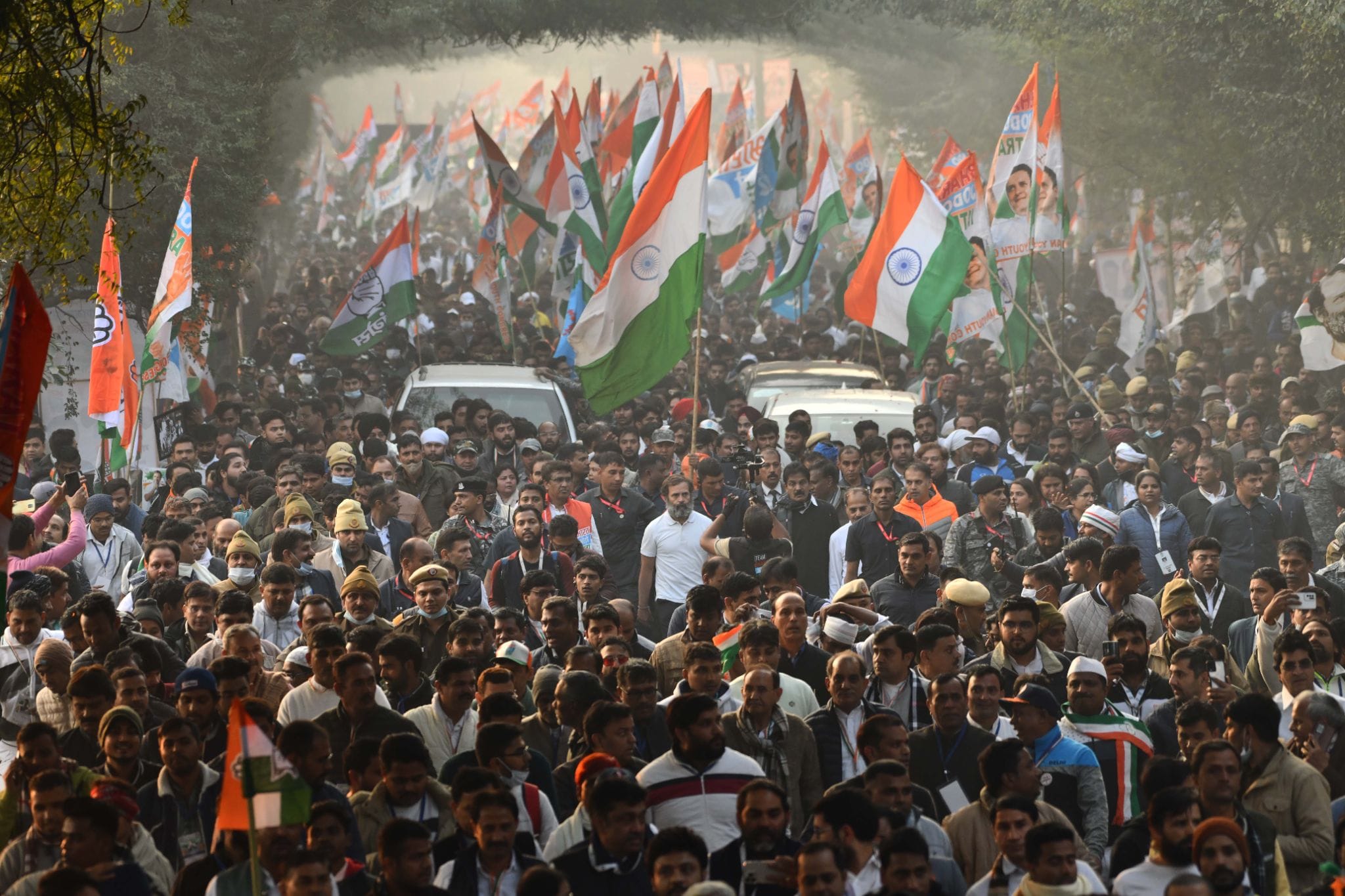 December 2022: Crowd walks with Rahul Gandhi in Delhi's chapter of Bharat Jodo Yatra | Suraj Singh Bisht, ThePrint