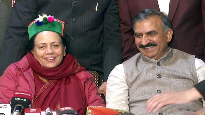 File photo of Himachal Pradesh Congress chief Pratibha Singh and party leader Sukhvinder Singh Sukhu | ANI