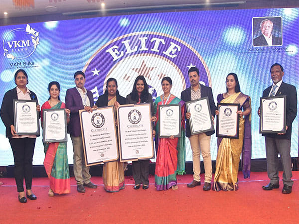 VKM Silks sets Elite World Records for their artistry handloom silk saris