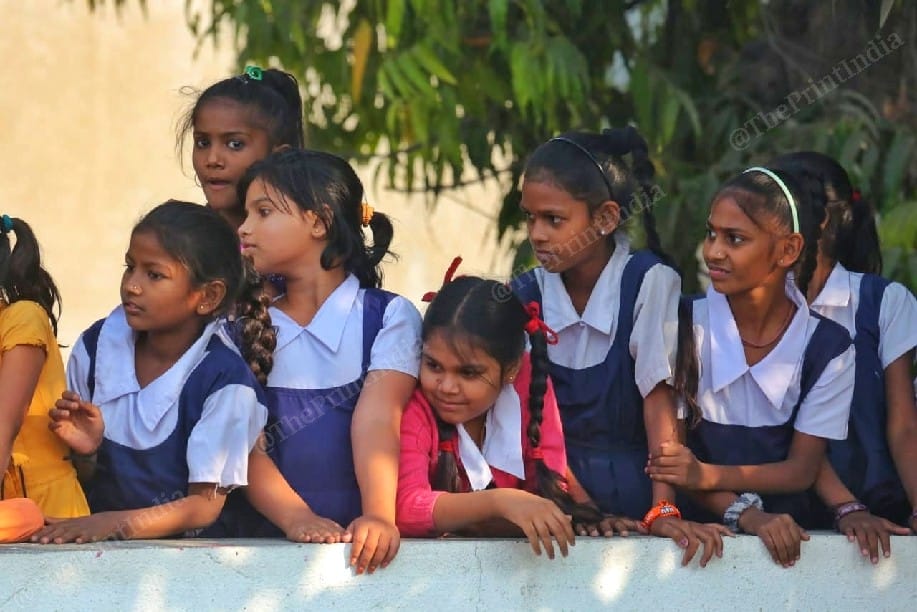 School students witnessing Prime Minister's roadshow | Photo: Praveen Jain | ThePrint