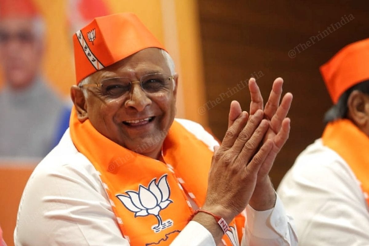 CM Patel is all smiles as the counting of votes indicates a clear, sweeping victory for the BJP in Gujarat | Photo: Praveen Jain | ThePrint
