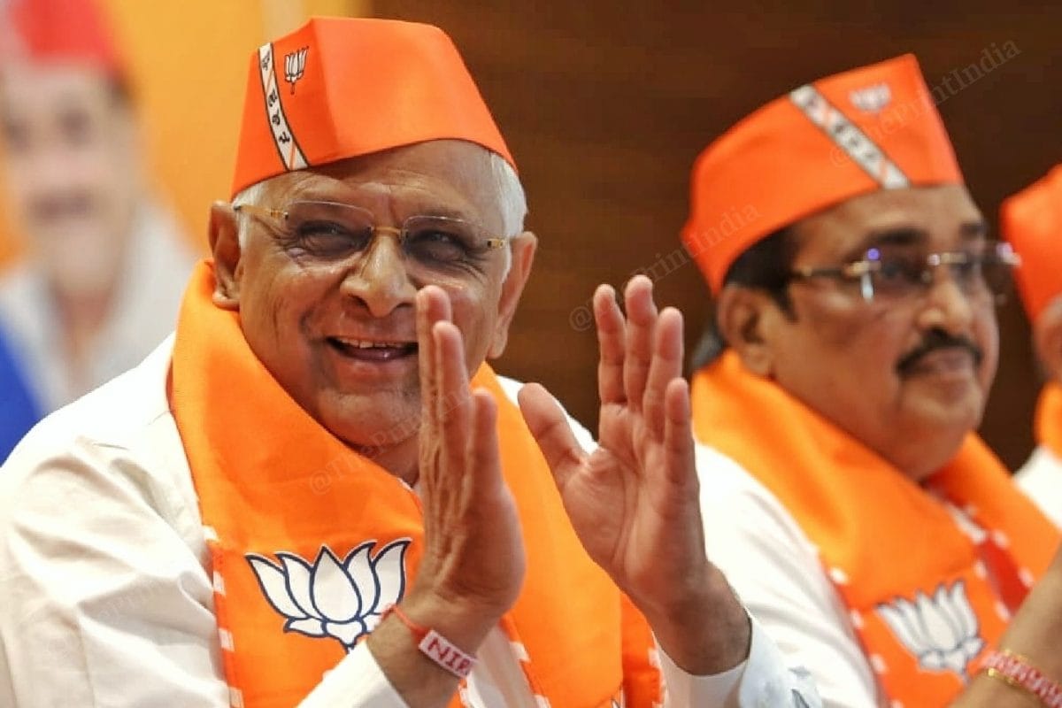 The mood of jubilation at the BJP office in Gandhinagar | Photo: Praveen Jain | ThePrint