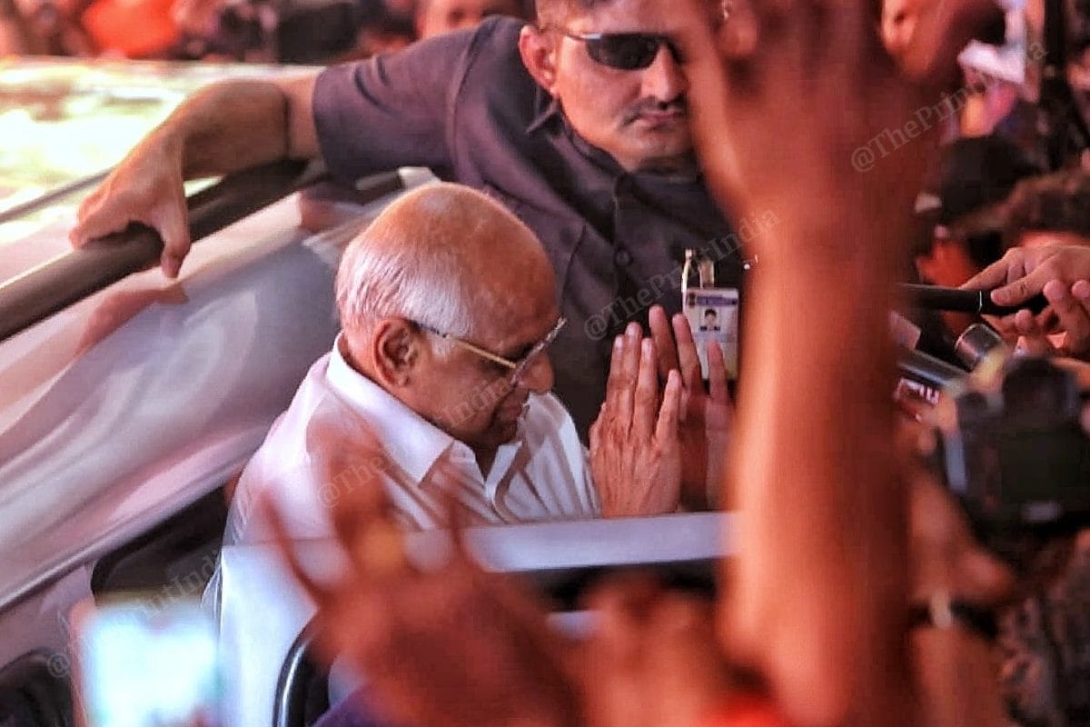 CM Bhupendra Patel reaches BJP's state headquarters in Gandhinagar | Photo: Praveen Jain | ThePrint