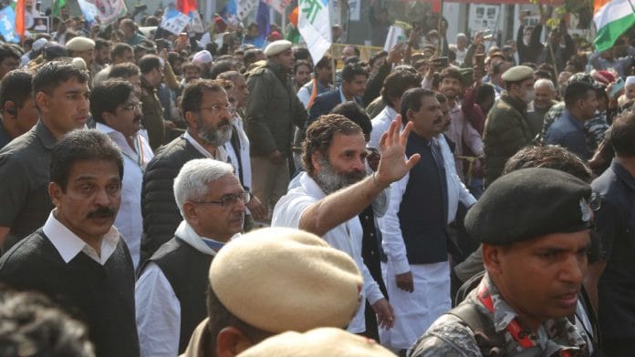 Rahul Gandhi during Bharat Jodo Yatra | ThePrint photo by Suraj Singh Bisht