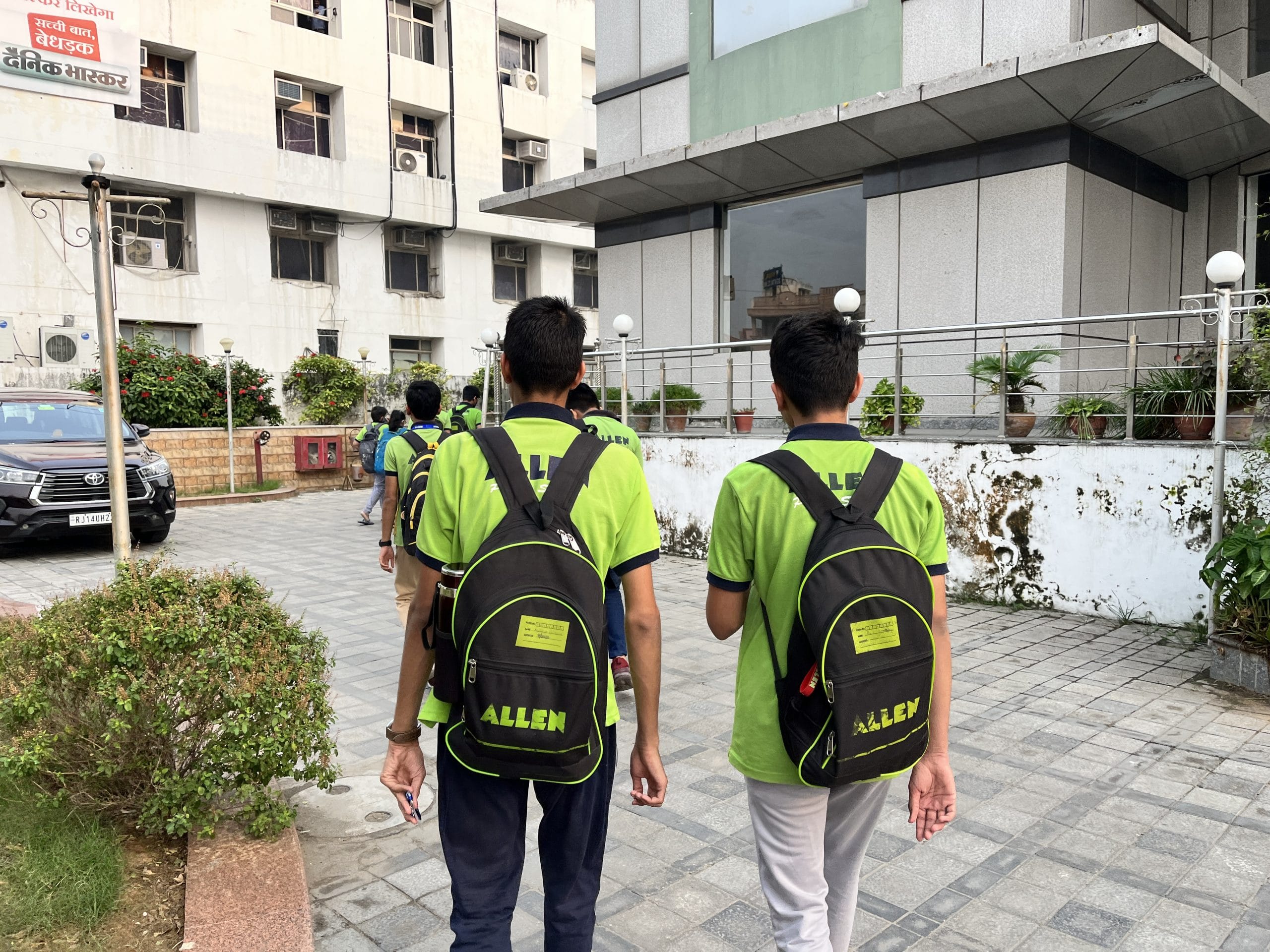 Two students heading towards their classes at 4 o'clock for the Allen coaching centre | Jyoti Yadav, ThePrint