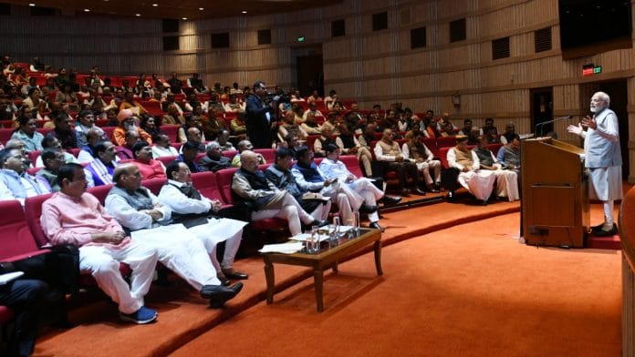 PM Narendra Modi addresses the BJP parliamentary party meeting in New Delhi on Wednesday | Twitter | @narendramodi