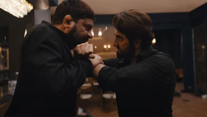 Jaideep Ahlawat and Ayushmann Khurrana in a still from an Action Hero | YouTube screengrab