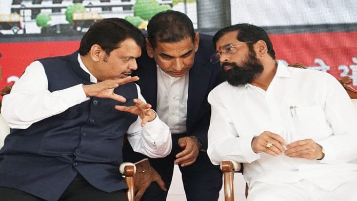 Maharashtra deputy CM Devendra Fadnavis with CM Eknath Shinde. | ANI