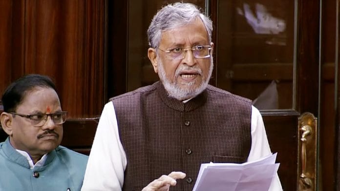 BJP MP Sushil Modi speaking during zero hour in Rajya Sabha Monday | ANI