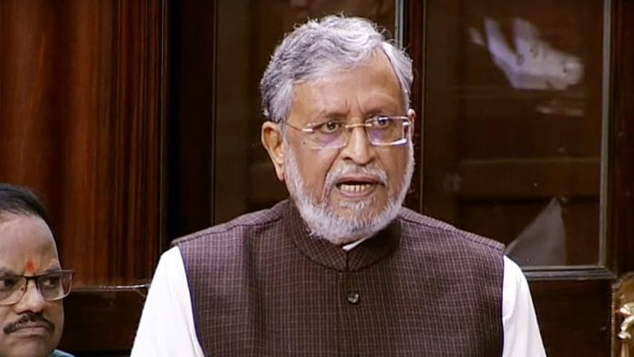 File photo of Sushil Modi in Rajya Sabha | ANI