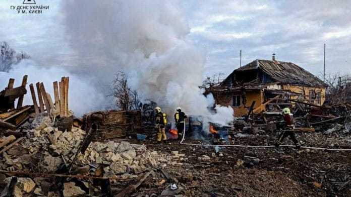 Rescuers work at a site of private houses heavily damaged by a Russian missile strike, amid Russia's attack on Ukraine, in Kyiv, Ukraine, in this handout picture released 29 December 2022 | Press service of the State Emergency Service of Ukraine/Handout via Reuters