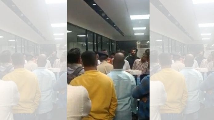 A screengrab showing the raid at the office of Congress’ political strategist Sunil Kanugolu | Photo: Twitter/@kcvenugopalmp