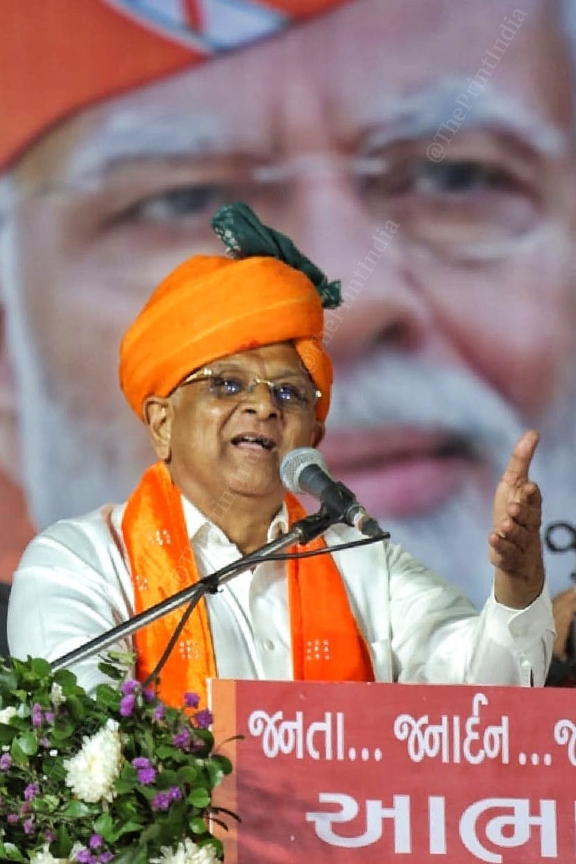 CM Bhupendra Patel addresses the crowd in Gandhinagar | Photo: Praveen Jain | ThePrint
