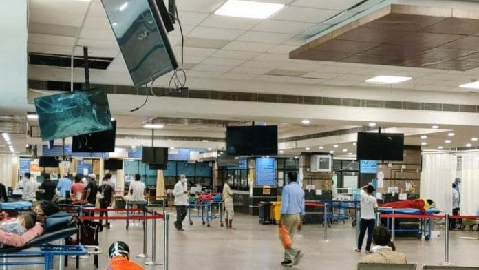 Representative image of the emergency ward of AIIMS New Delhi | Credit: Simrin Sirur | ThePrint