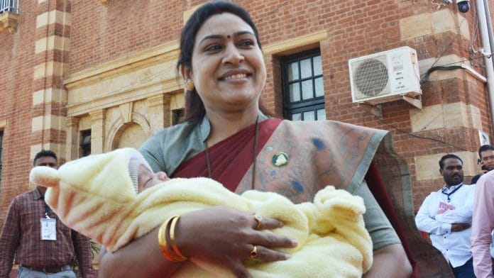 Nationalist Congress Party MLA Saroj Ahire with son, Prashansak | Photo: ANI