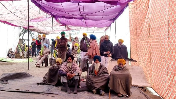Protesters outside the liquor factory in Zira tehsil | Urjita Bhardwaj | ThePrint