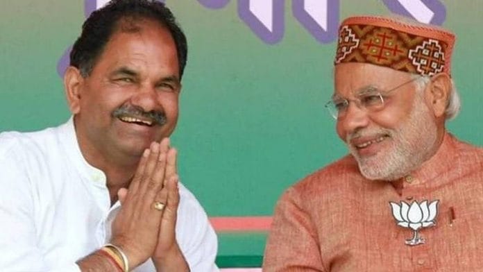 File image of former Rajya Sabha MP Kripal Parmar and PM Narendra Modi | Twitter | @KripalParmarbjp