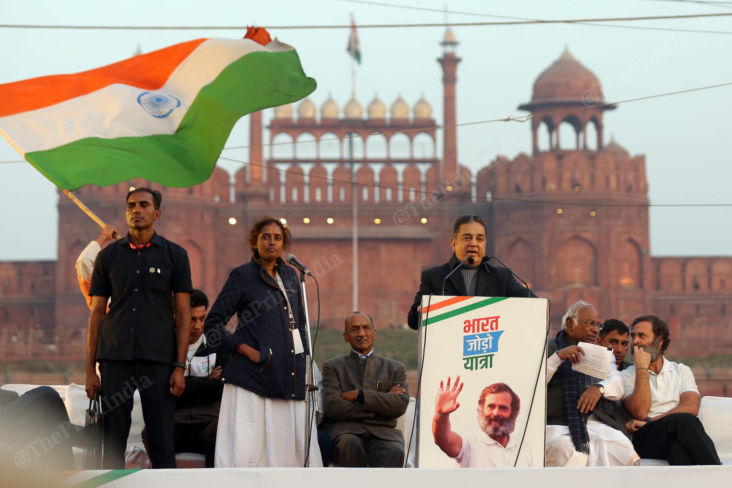 Kamal Haasan addresses the public at Red Fort | Photo: Suraj Singh Bisht | ThePrint