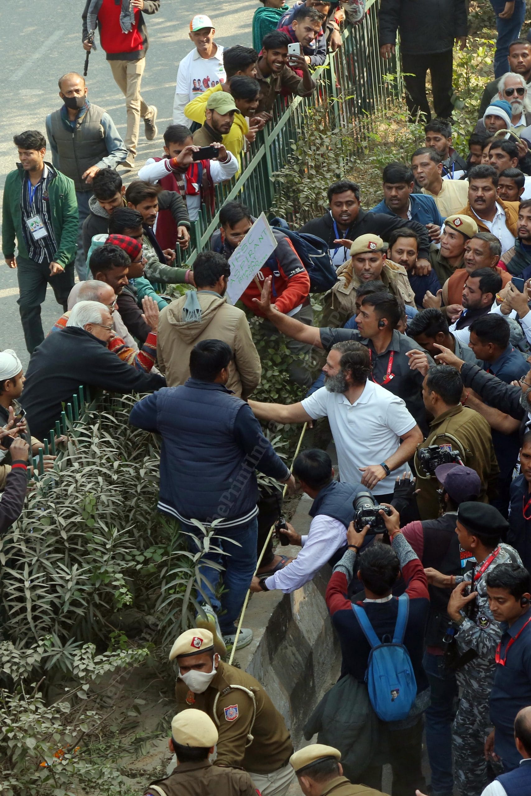 The Congress leader shakes hand with people in the national capital | Photo: Suraj Singh Bisht | ThePrint