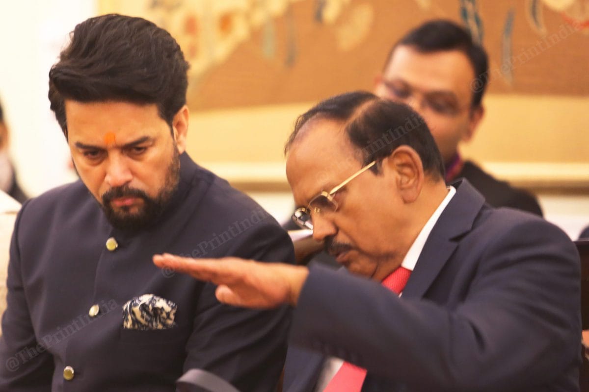 Union minister Anurag Singh Thakur with NSA Ajit Doval | Photo: Praveen Jain | ThePrint