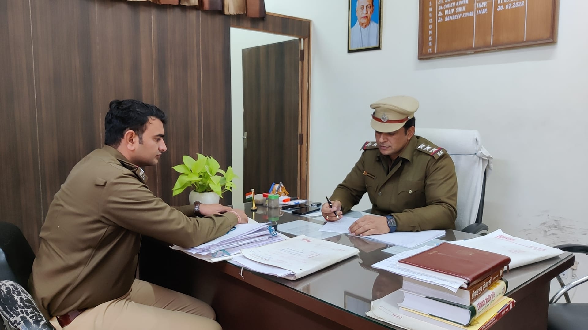 SHO Sandeep Kumar at SGM Nagar police station where Dheeraj Shukla has filed Haryana’s first case under the new anti-conversion law challenging the conversion of his daughter, Sanskriti | Sonal Matharu/ThePrint