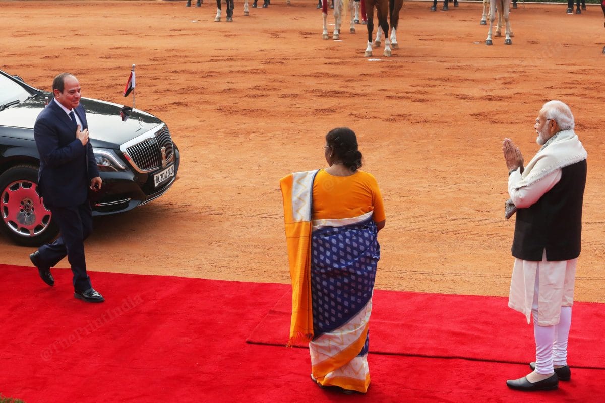President of Egypt Abdel Fattah El-Sisi arrives at the Rashtrapati Bhavan | Photo: Praveen Jain | ThePrint