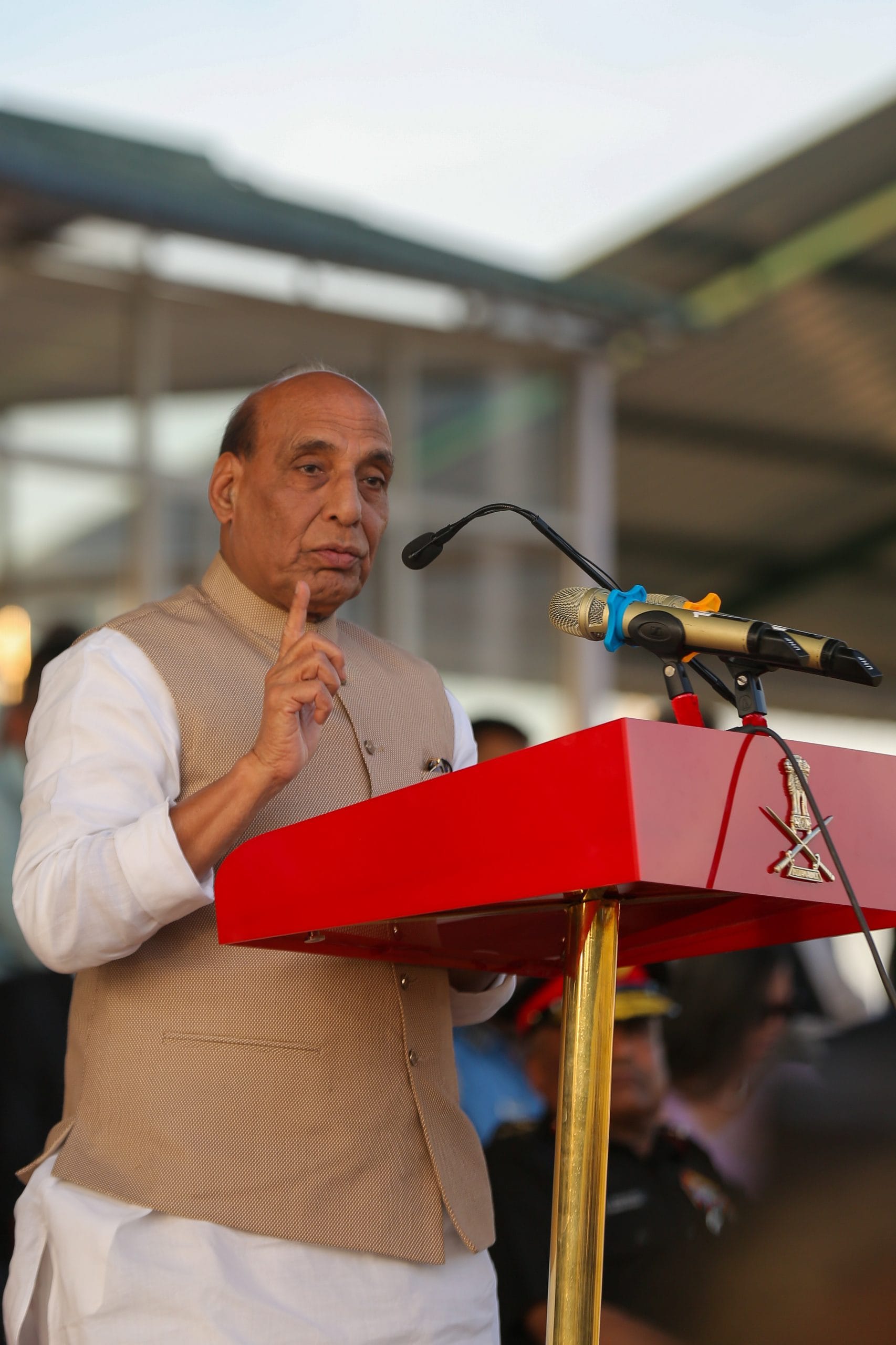 Rajnath Singh addressing attendees during 'Shaurya Sandhya' | Suraj Singh Bisht | ThePrint