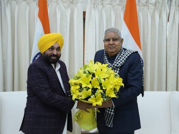 Punjab CM Bhagwant Mann calls on V-P Dhankhar in Delhi