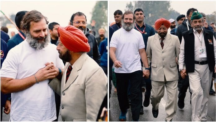 Capt Bana Singh (Retd) joining Congress MP Rahul Gandhi's Bharat Jodo Yatra in J&K Friday | Twitter @RahulGandhi