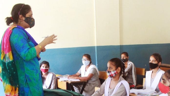 Representational image of a classroom at a government girls' school in Delhi | ANI