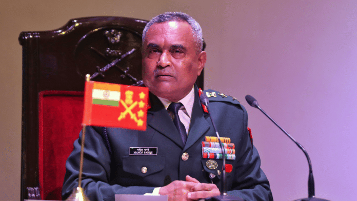 Chief of the Army Staff , Manoj Pande during a press conference in Delhi | Suraj Singh Bisht for ThePrint