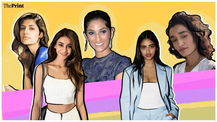 From left: Vanya Mishra, Aditi Arya, Vasuki Punj, Priyadarshini Chatterjee, Kanishtha Dhankar | Illustration by Prajna Ghosh, ThePrint