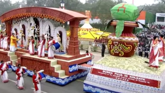 The tableau of West Bengal at the Republic Day parade in New Delhi on 26 January 2023