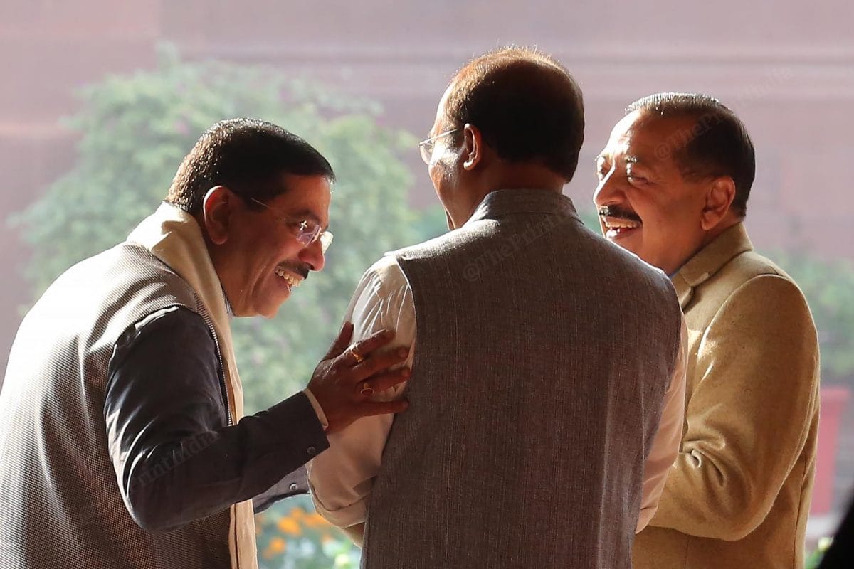 (L-R) Union Parliamentary Affairs minister Pralhad Joshi, MoS Muraleedharan and Union minister Jitendra Singh | Praveen Jain | ThePrint