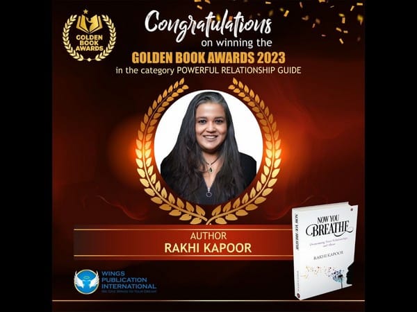 Rakhi Kapoor awarded Golden Book Awards 2023 for her book 'Now You Breathe'