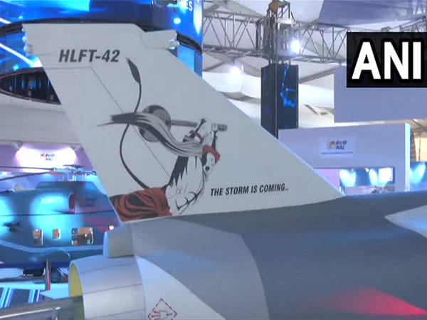Lord Hanuman's image again pasted on HAL's model aircraft displayed at Aero India 2023