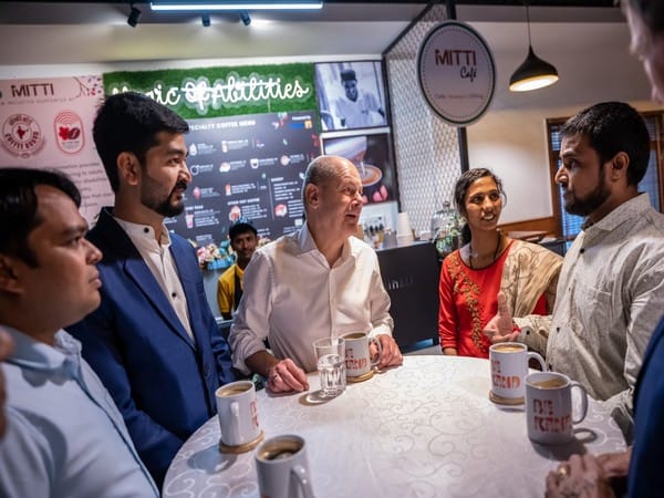 German Chancellor Olaf Scholz interacts with India's best business minds in Bengaluru