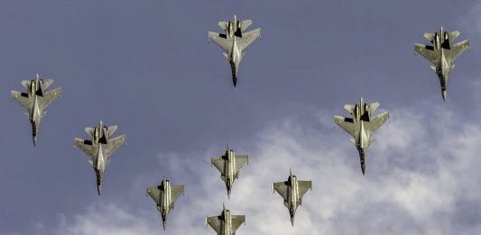 Indian Air Force aircraft during a bilateral exercise off the western coast near Bombay High | ANI Photo
