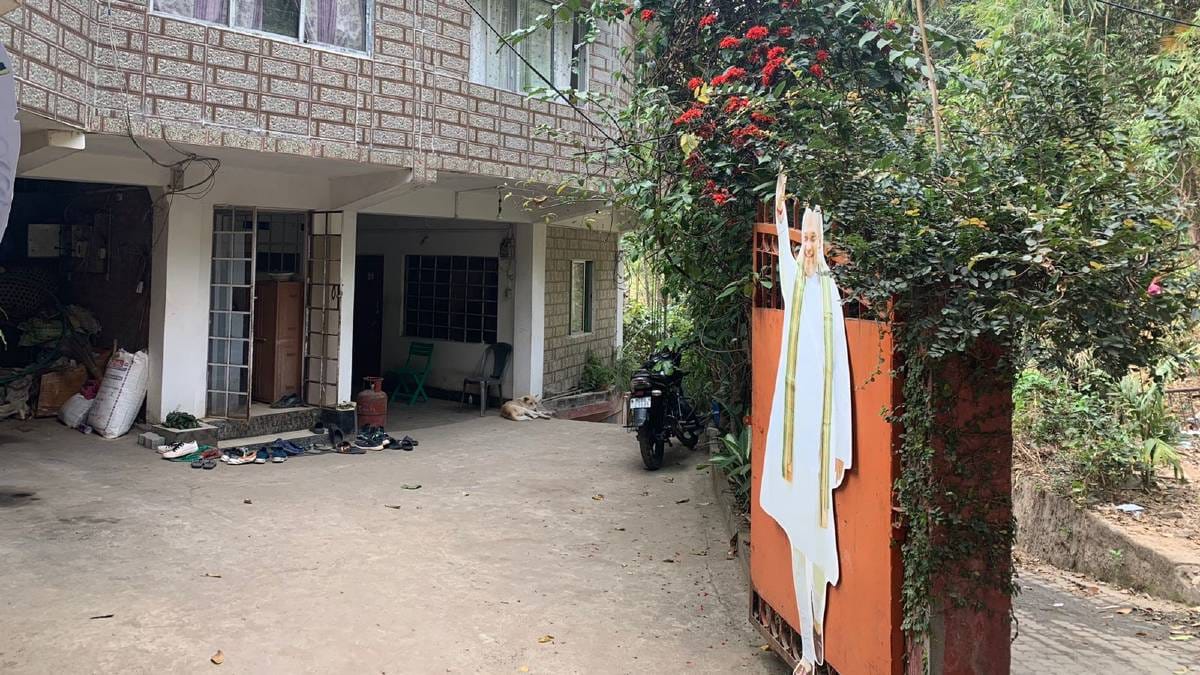 Standees of Home Minister Amit Shah adorn the gates of Bernard’s residence in Tura | Karishma Hasnat | ThePrint
