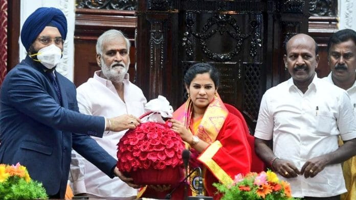 File photo of Chennai Mayor Priya Rajan | Twitter @chennaicorp